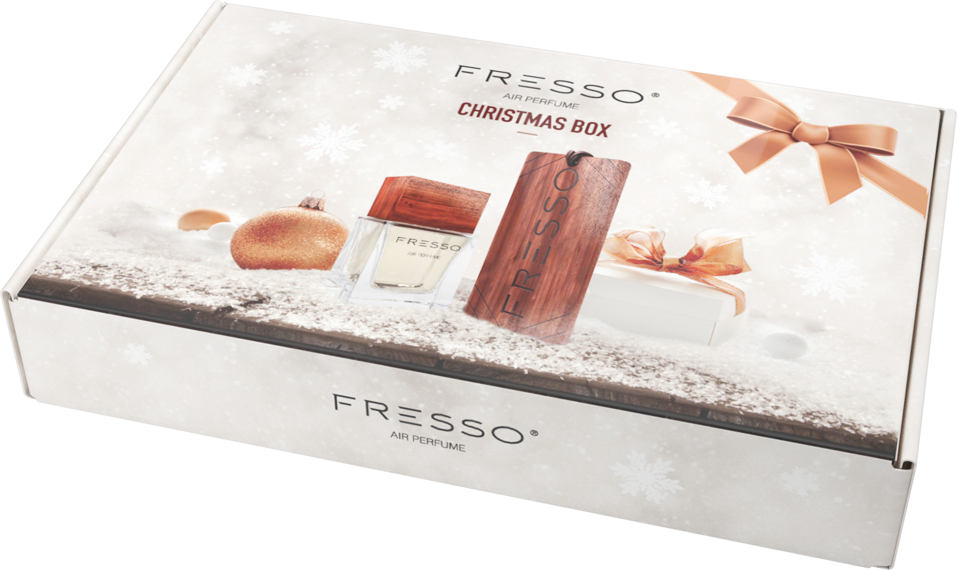 Christmas box FRESSO Air autoparfum 50 ml met 2 stuks Elegante houten  geurhanger - labrotruck